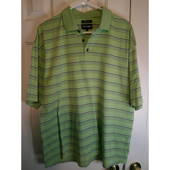 Vintage Bollé Golf Polo Shirt Striped Performance‎ Casual Top Mens Large - Picture 1 of 3